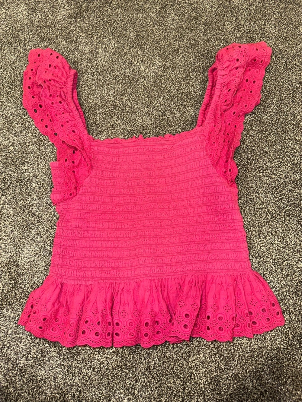 House of Harlow 1960 Hot Pink Eyelet Ruffle Tank